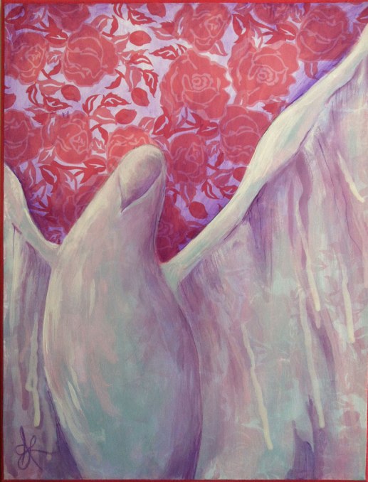 Dove with Roses. © 2014 Aprille Lipton. Original acrylic painting on canvas.