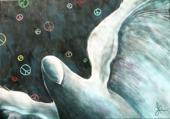 Peace and Dove IV. © 2014 Aprille Lipton. Original acrylic painting on canvas.